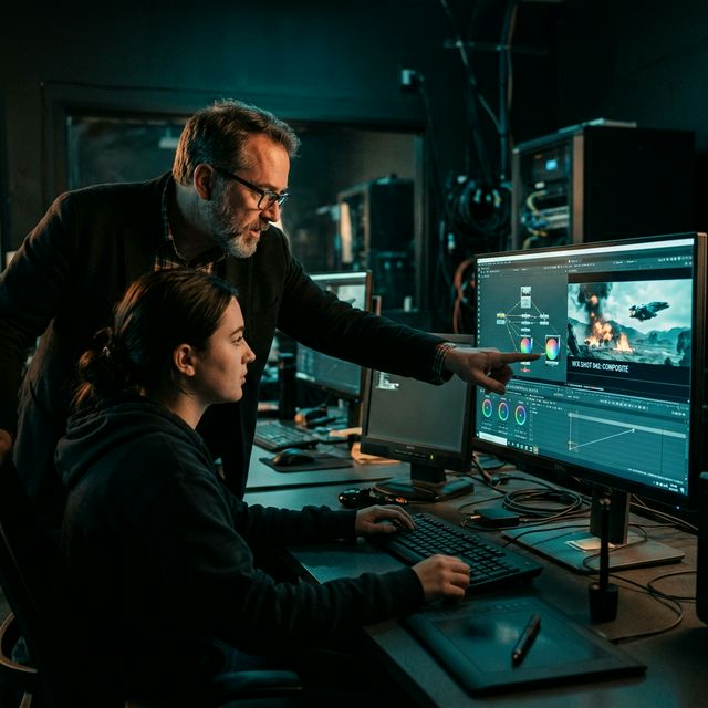 Instructor guiding student